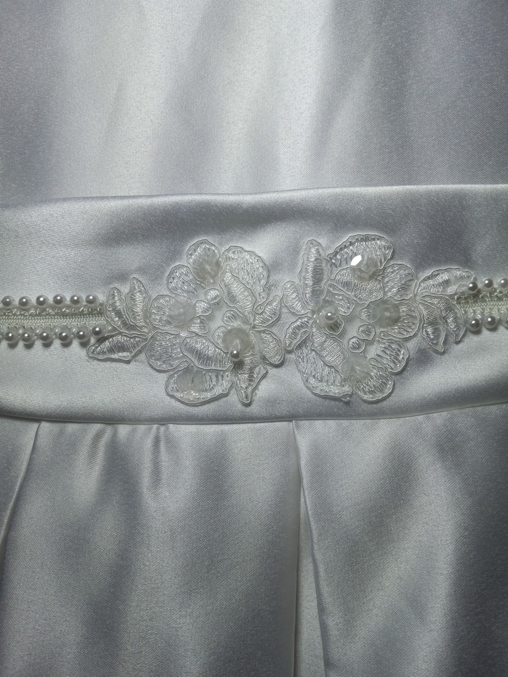Bonnie Jean Wedding Flower Girl Or Communion White Satin Girls' Dress Size 7 - Picture 6 of 10
